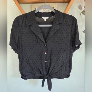 Candies front tie black blouse